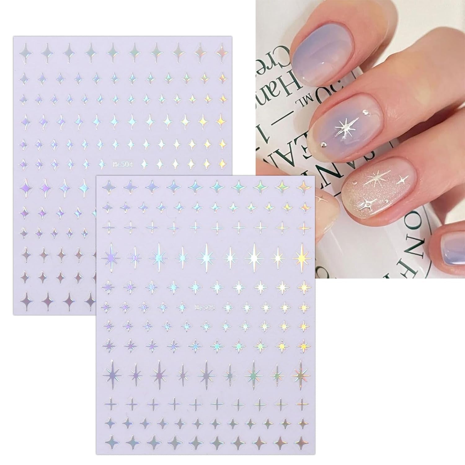 JMEOWIO Nagelsticker Mond Stern Schlange 10 Blatt Nail Art Sticker Selbstklebend Nagelaufkleber Aurora Decoratie Nageldesign Zubehör