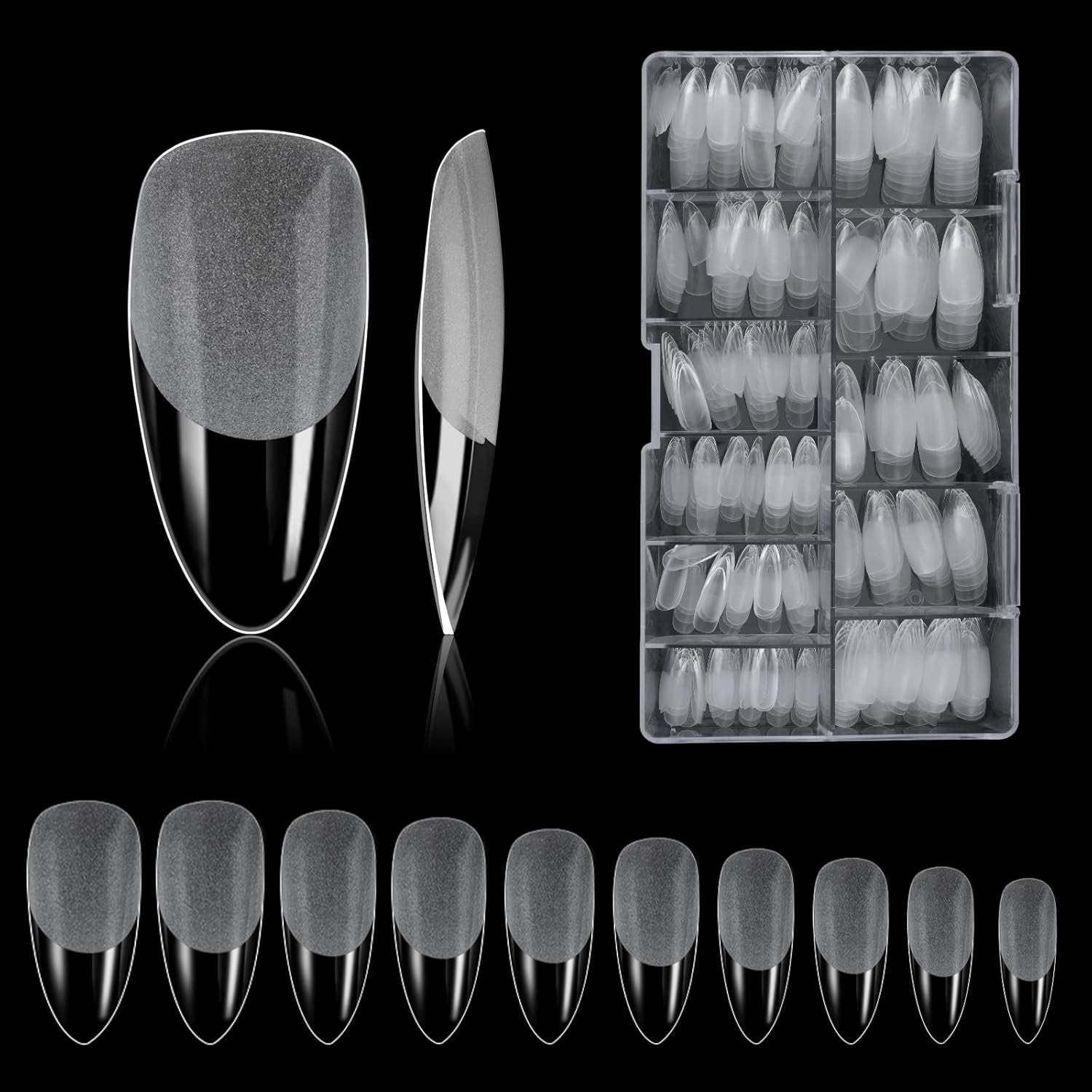 Soorten nagels, 500 stuks kunstmatige acryl valse nageltips met opbergdoos voor nagelsalons en doe-het-zelf nagelkunst voor thuis, 10 maten