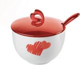 Guzzini - Love, suikerpot met lepel - transparant rood, 12,6 x 12,6 x h9,8 cm | 200cc-11470065