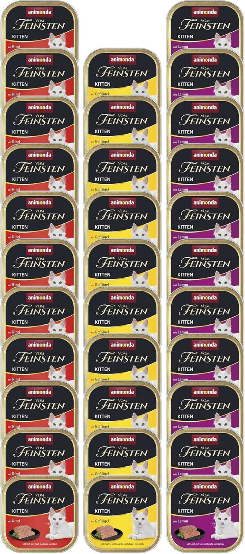animonda Vom Feinsten Kitten Varieteit voor Kittens (32 x 100 g), graanvrij en suikervrij natvoer voor jonge katten met 100% verse en vlezige ingrediënten.