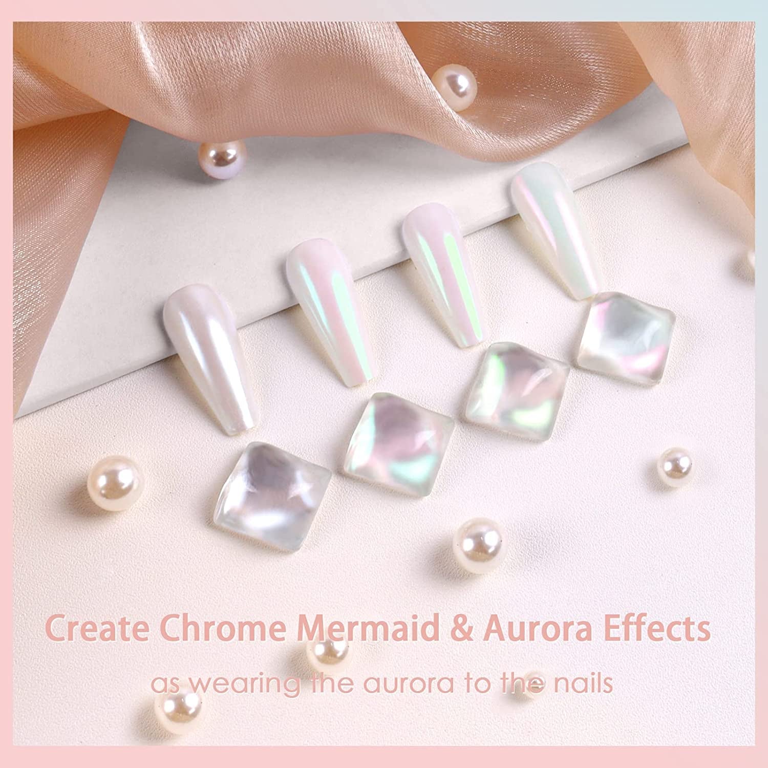 Chrom Nagel Pulver 4 Kleuren Iriserendes Aurora Pulver Metallic Spiegeleffect Pigment Parelmoer Meerjungfrau Glitter Einhorn Glitter voor Gel Polish Nail Art Decoratie-Purpurgrüner Jadeit