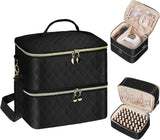 Nail Lacquer Organizer Tasche, Doppelschicht Nail Lacquer Storage Box, Organizer Koffer Für Nageldesign Kosmetiktasche Für 30 Flaschen Neonail Base (15Ml-0.5 Fl.Oz) & 1 nagellamp (zwart)