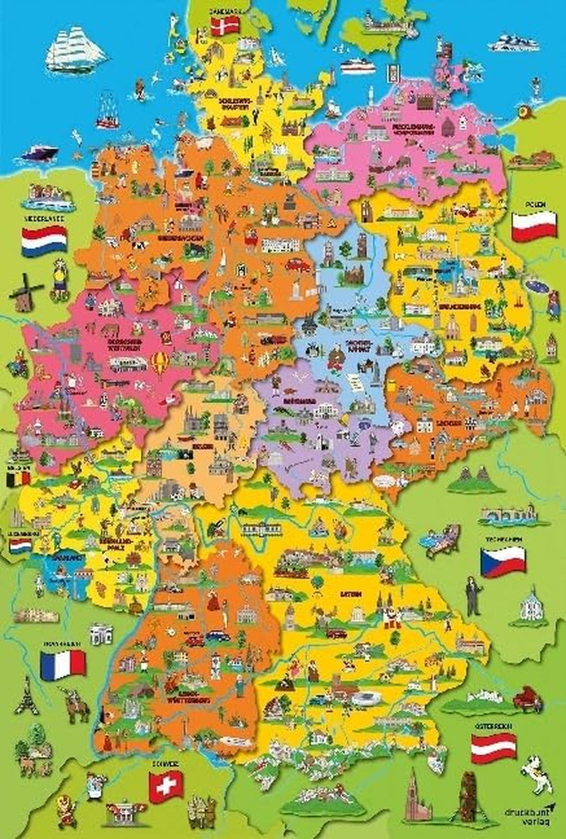 Kaart van Duitsland met afbeeldingen (puzzel voor kinderen) Puzzel Naty Shop