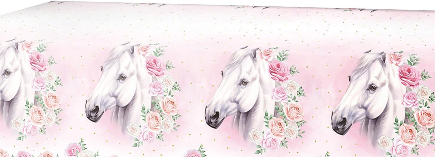 51-delige feestset roze paard papieren borden kopjes servetten kinderen meisjes jongens verjaardag paard tafeldecoratie