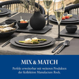 Villeroy & Boch Manufacture Rock Startset, 6-delig, Zwart, Vaatwasmachinebestendig, Magnetronbestendig, Matzwart Serviesje, Servies, Bestek, Premium Porselein