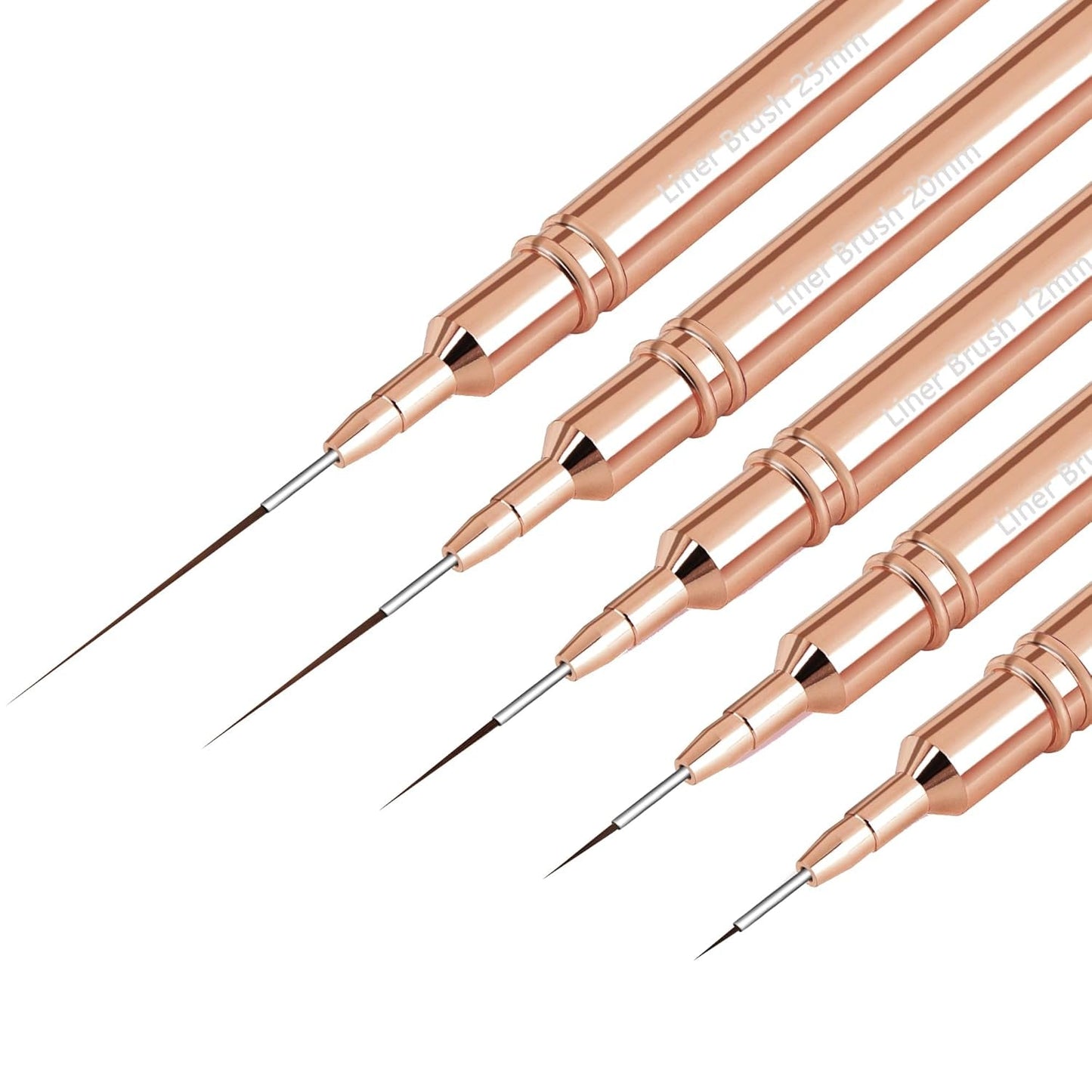Nagelborstels, 5-delige nagelcontourborstels, schilderontwerpborstelset, nagelpunt tekengereedschap voor lange lijnen, dunne details, fijne tekening in maat 6/9/12/15/18 mm, zwart