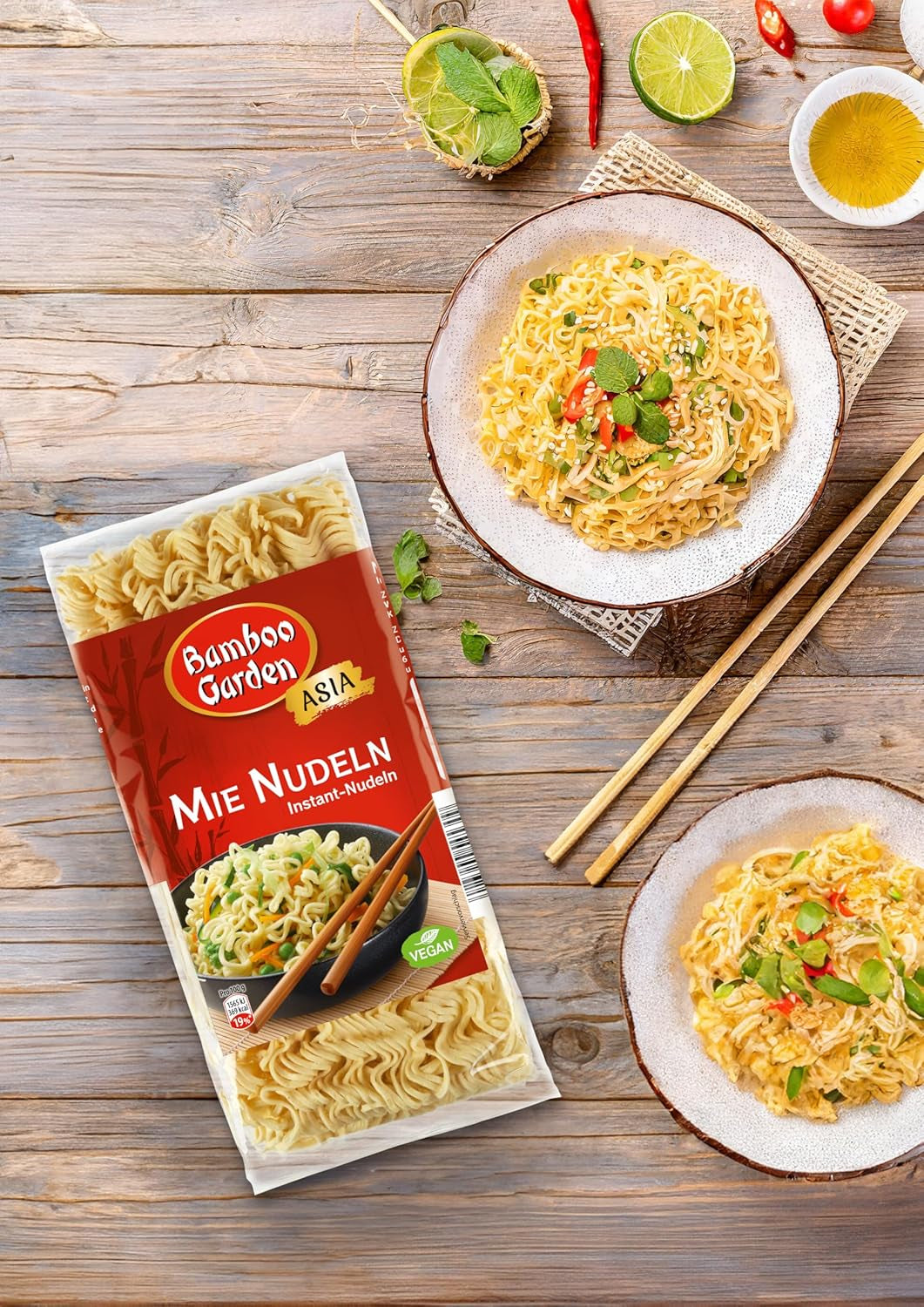 Bamboo Garden - Mie Noedels | Instantnoedels voor de Aziatische keuken | Ideaal voor wokgerechten of soepen Veganisten | Zak van 250 gram