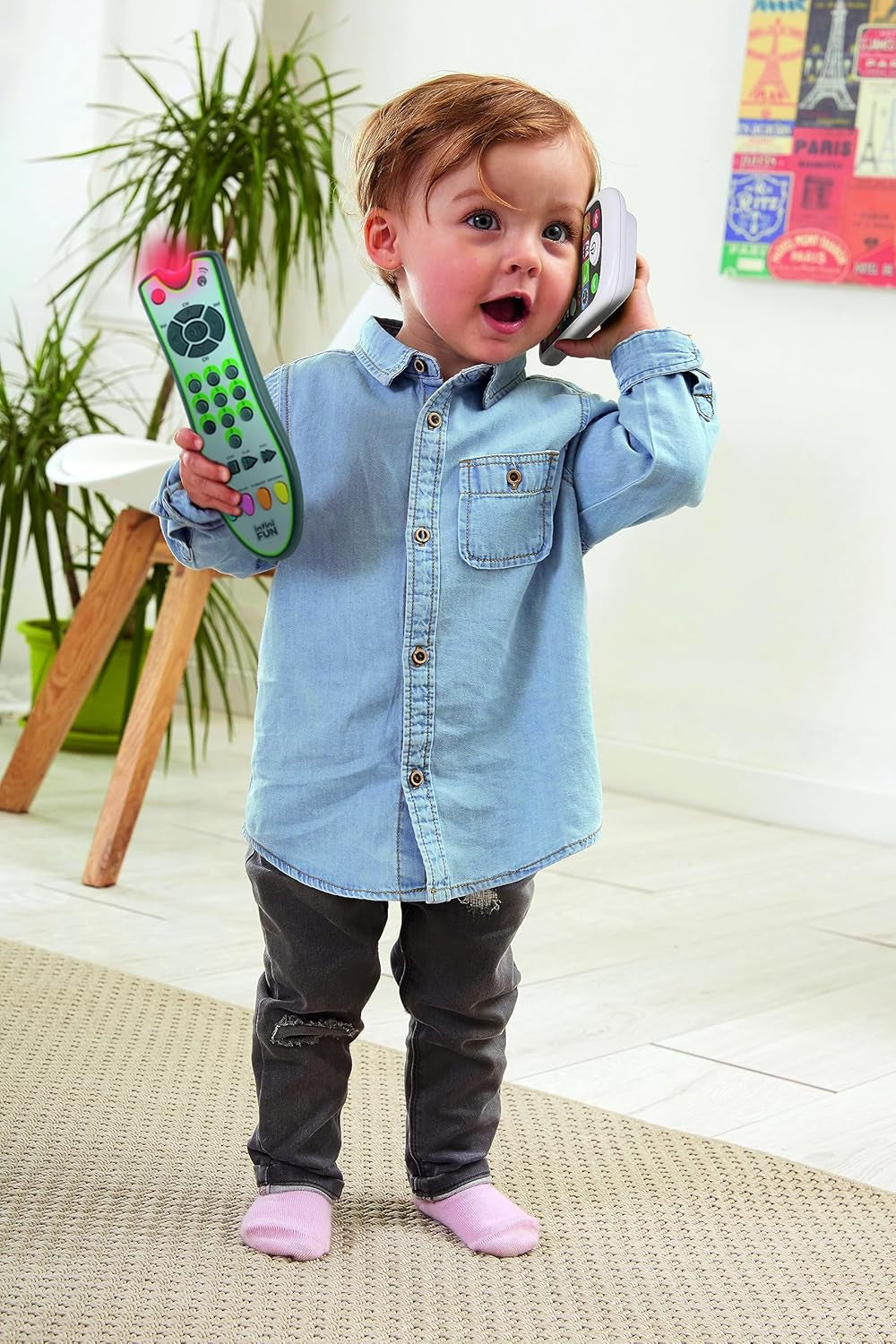 Mijn Duo High-Tech Telefoon + Afstandsbediening - 1 Drietalige Frans/Engels/Spaans afstandsbediening en 1 Ultra-Realistische Telefoon - Multi-Activity Leerspeelgoed vanaf 12 jaar Speelgoed Bebe Naty Shop