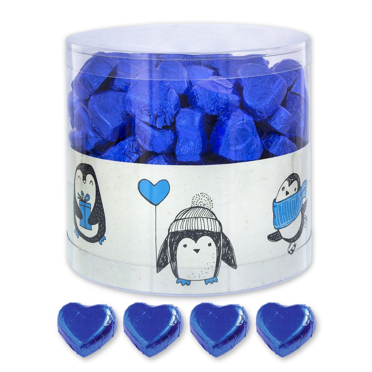 Günthart 150 blauwe chocoladeharten met nougatvulling | Pinguïns met Nougatcrème | Blauwe chocolade pinguïnharten | Concurrentie | Blauwe chocoladeharten | Pinguïn (1,2 kg)