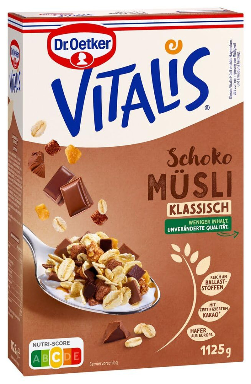 Dr. Oetker Vitalis Chocolade Muesli Classic: Ontbijtmuesli met melk- en pure chocolade, verpakking van 7 (7 x 600 g)