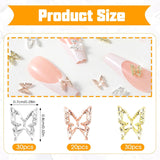 80 stks 3D Vlinder Nagel Charmes Legering Vlinder Goud Zilver Glitter Nail Art Decoraties Nagel Sieraden Accessoires DIY Manicure voor Vrouwen