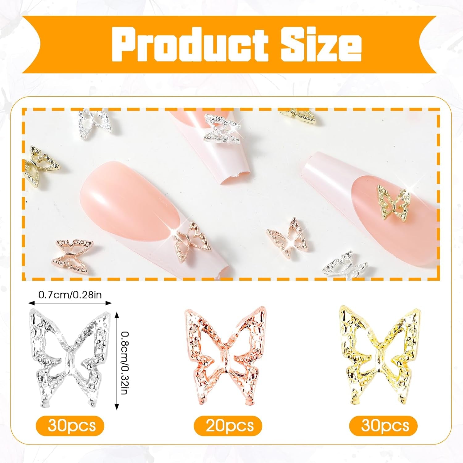 80 stks 3D Vlinder Nagel Charmes Legering Vlinder Goud Zilver Glitter Nail Art Decoraties Nagel Sieraden Accessoires DIY Manicure voor Vrouwen