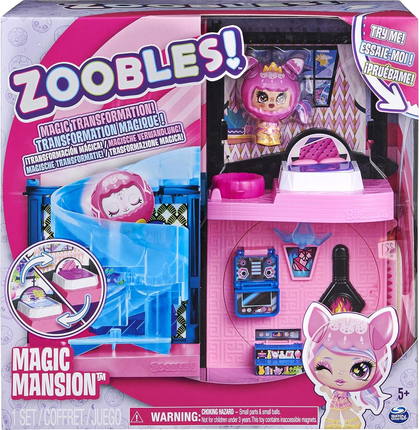 Zoobles Magic Mansion Transformeerbaar droomhuis met 6 kamers, glijbaan en accessoires