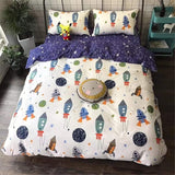 Kinderbeddengoed, raketten en planeten, omkeerbaar design, katoenen beddengoed - kinderen Naty Shop