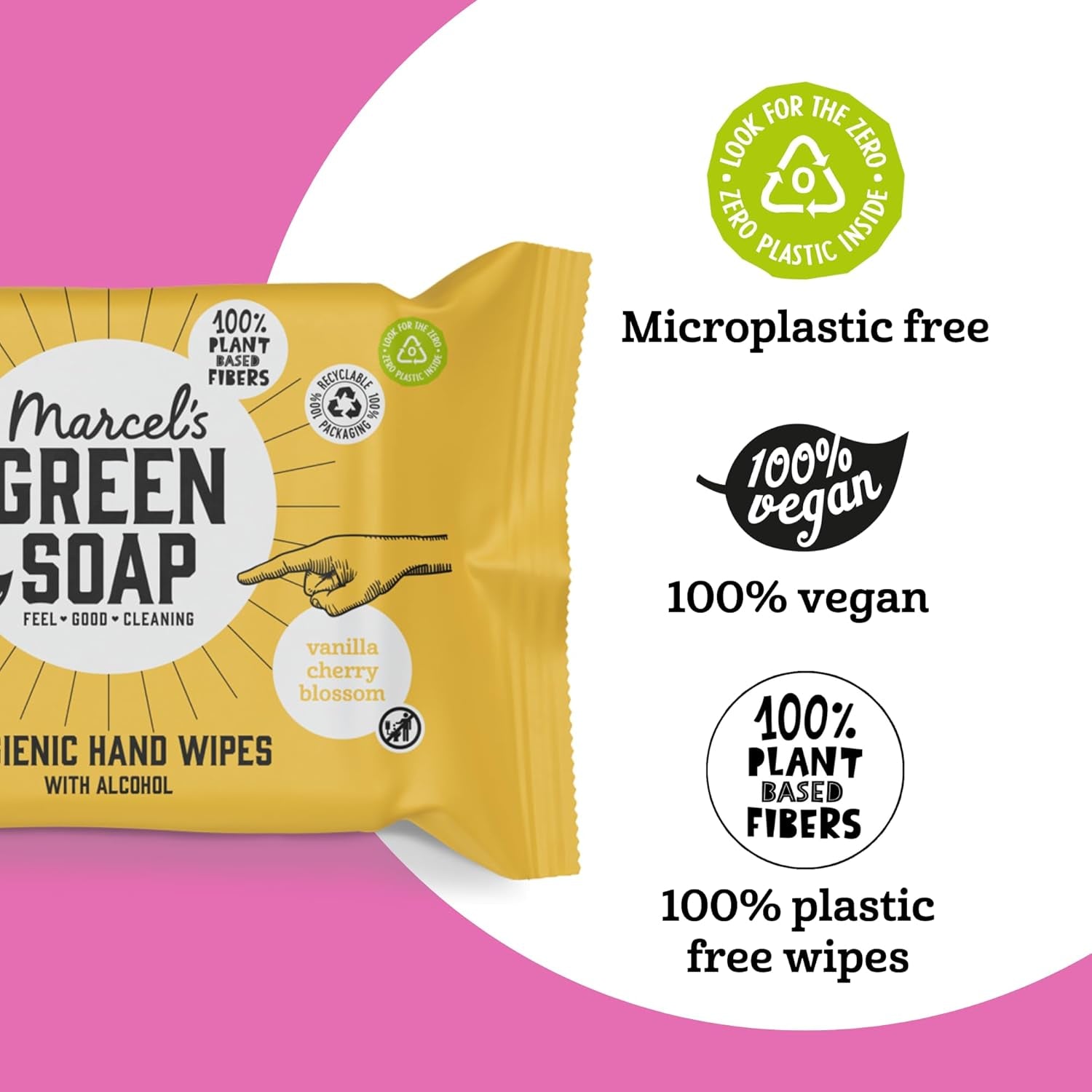 Marcel's Green Soap Handdoekjes 60 Pack - Vanille & Kersenbloesem - Plantaardig - Biologisch