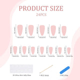 24pcs Witte Amandelpers op Franse nagels met strikken Parels Nepnagels Lijm op valse nageltips Glitternagels