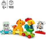 LEGO DUPLO Dierentrein, speelgoedtrein met wielen, creatief bouwen en herbouwen van dierenfiguren, educatief speelgoed voor peuters, verjaardagscadeau voor dierenliefhebbers meisjes en jongens van 1½ jaar oud 10412 bouwsets Besuche den LEGO-Store