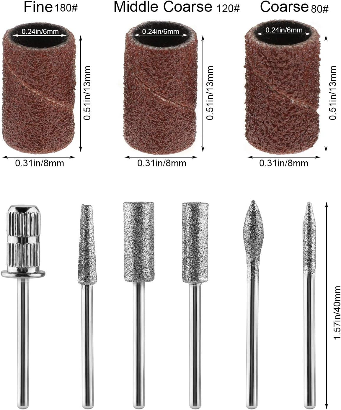MWOOT diamanten nagelboren voor elektrische nagelvijlen met slijphulzen slijpbanden nagelboren kunstnagelaccessoires nagelriemverwijderaar