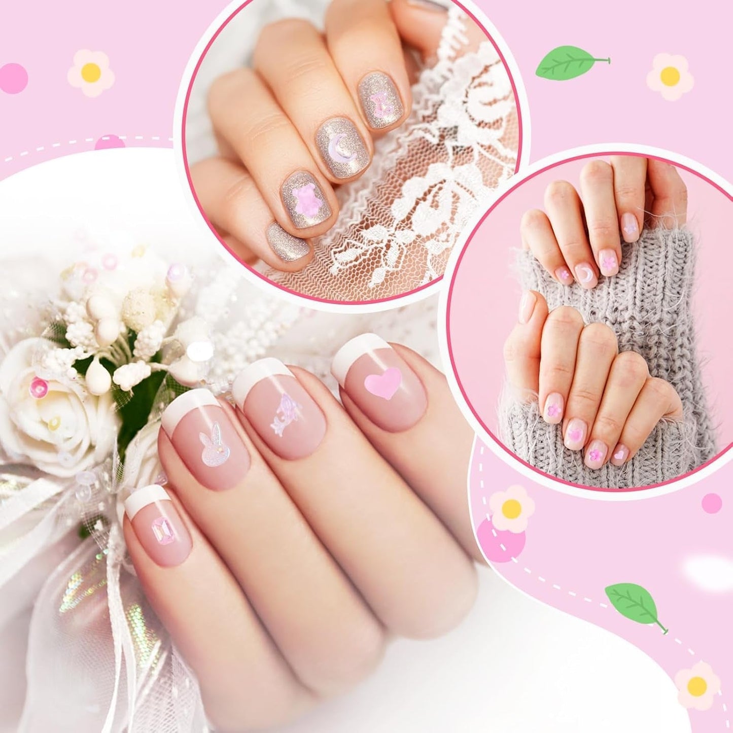 100 stuks boog nagelbedels Y2K 3D hars camellia bloem nagelbedels kawaii strass nagelkunst decoraties, patronen, doe-het-zelf accessoires (roze)