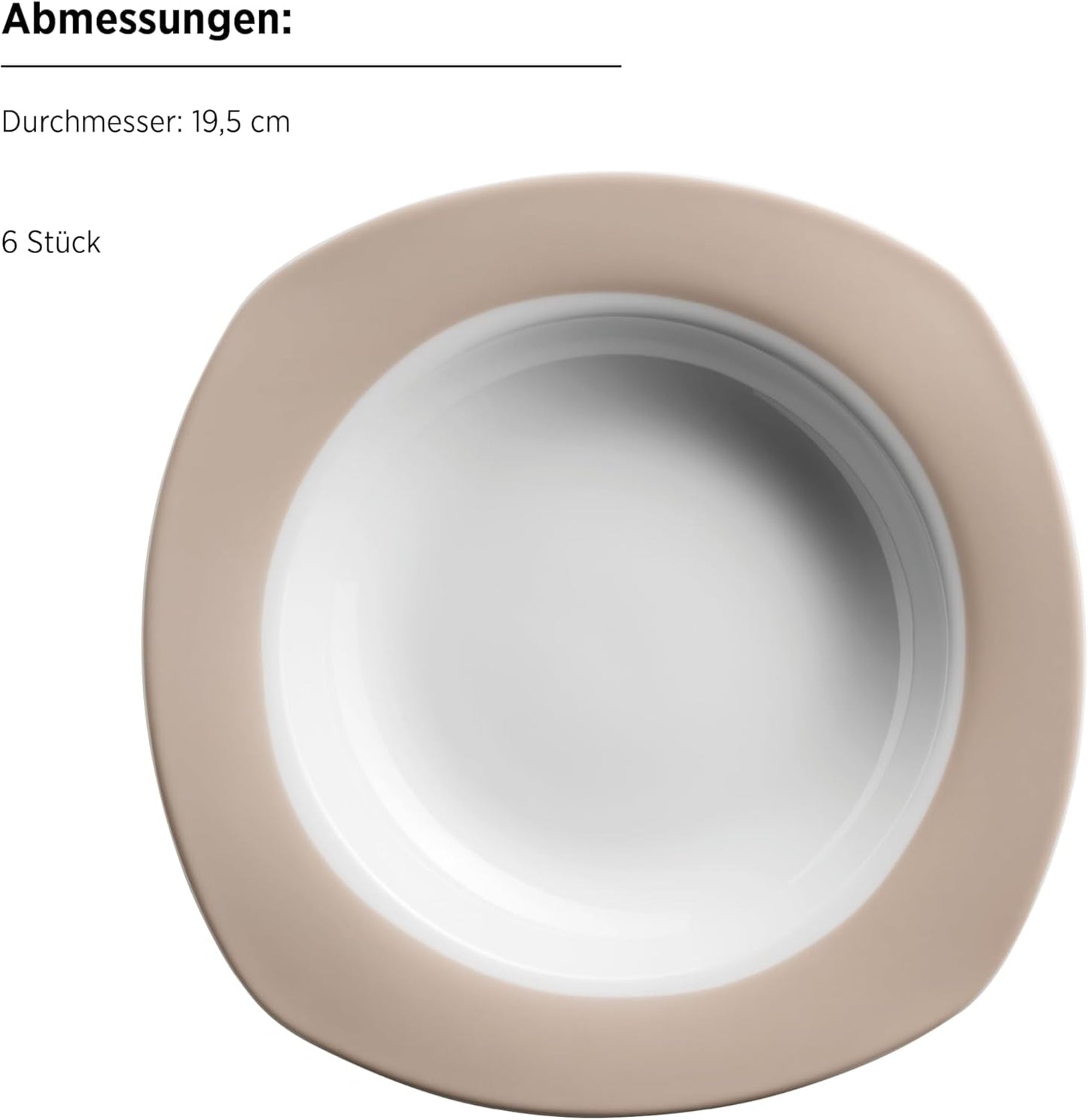 MÄSER Nela gecombineerde serviesset, 30-delige serie, vierkant servies voor 6 personen, wit/bruin