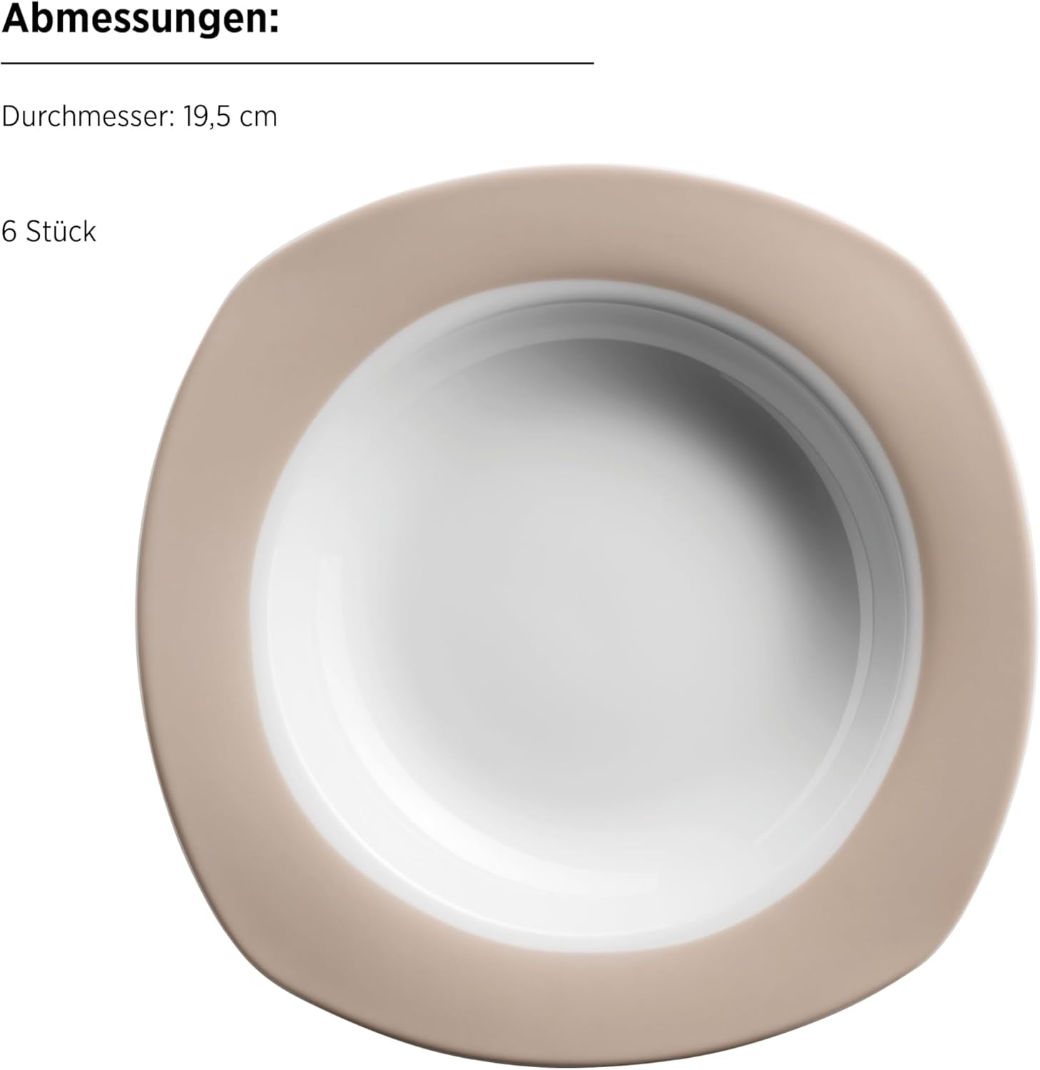 MÄSER Nela gecombineerde serviesset, 30-delige serie, vierkant servies voor 6 personen, wit/bruin