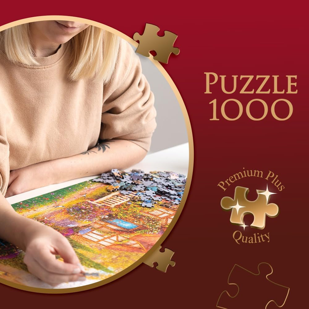 Trefl Premium plus Kwaliteit - Puzzel Tea Time: Huizen Stoney Lane - 1000 stukjes, Serie nostalgisch geschilderde afbeeldingen, Ideale combinatie van stukjes, Voor volwassenen en kinderen vanaf 12 jaar Puzzel Naty Shop