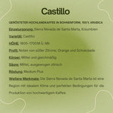 Spezialitätenkaffee Bohnen 100% Arabica Natuurlijk Mittlere Röstung Gewaschener Prozess Zitrus Schokolade Karamell Schattenanbau Sierra Nevada (250 g, Castillo)