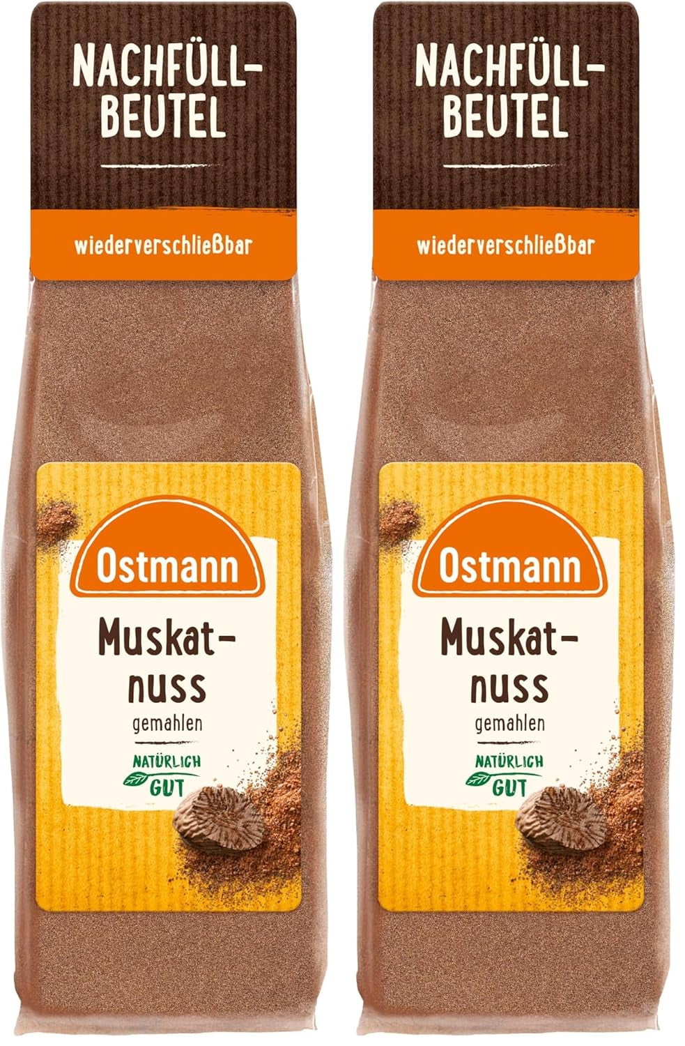 Ostmann Gewürze - Muskatnuss gemahlen | Ideaal om aardappelgerechten op smaak te brengen Zum Nachfüllen der Streudose | Hersluitbare zak van 50 g