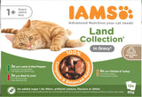 IAMS Delights Land Collection Natvoer voor katten - Multipack met vleessoorten (lamsvlees, rundvlees, kip en kalkoen) in saus, natvoer voor katten vanaf 1 jaar, 12 x 85 g