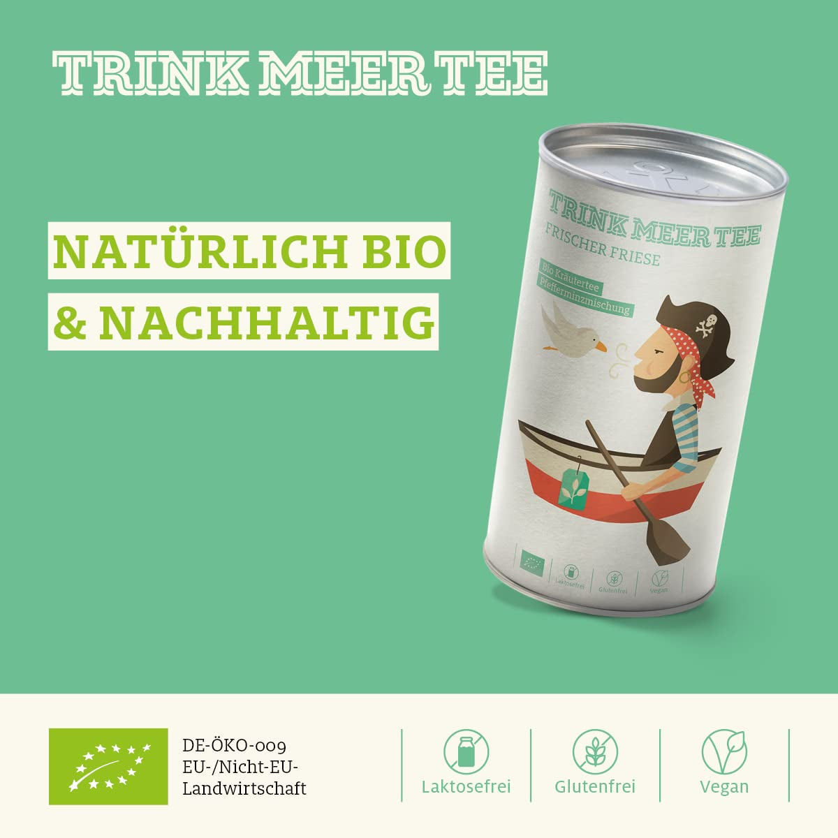 Drink meer thee FRISCHER FRIESE - Biologische kruidenthee | Muntmengsel | Biologische muntthee | Losse thee in theedoos | Geschenk I 50 G