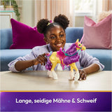 Unicorn Leaf Unicorn Academy - 28 cm grote originele Ava eenhoorn uit de Netflix-serie met echte manen en staart, afneembaar hoofdstel en zadel en borstel, voor kinderen vanaf 4 jaar