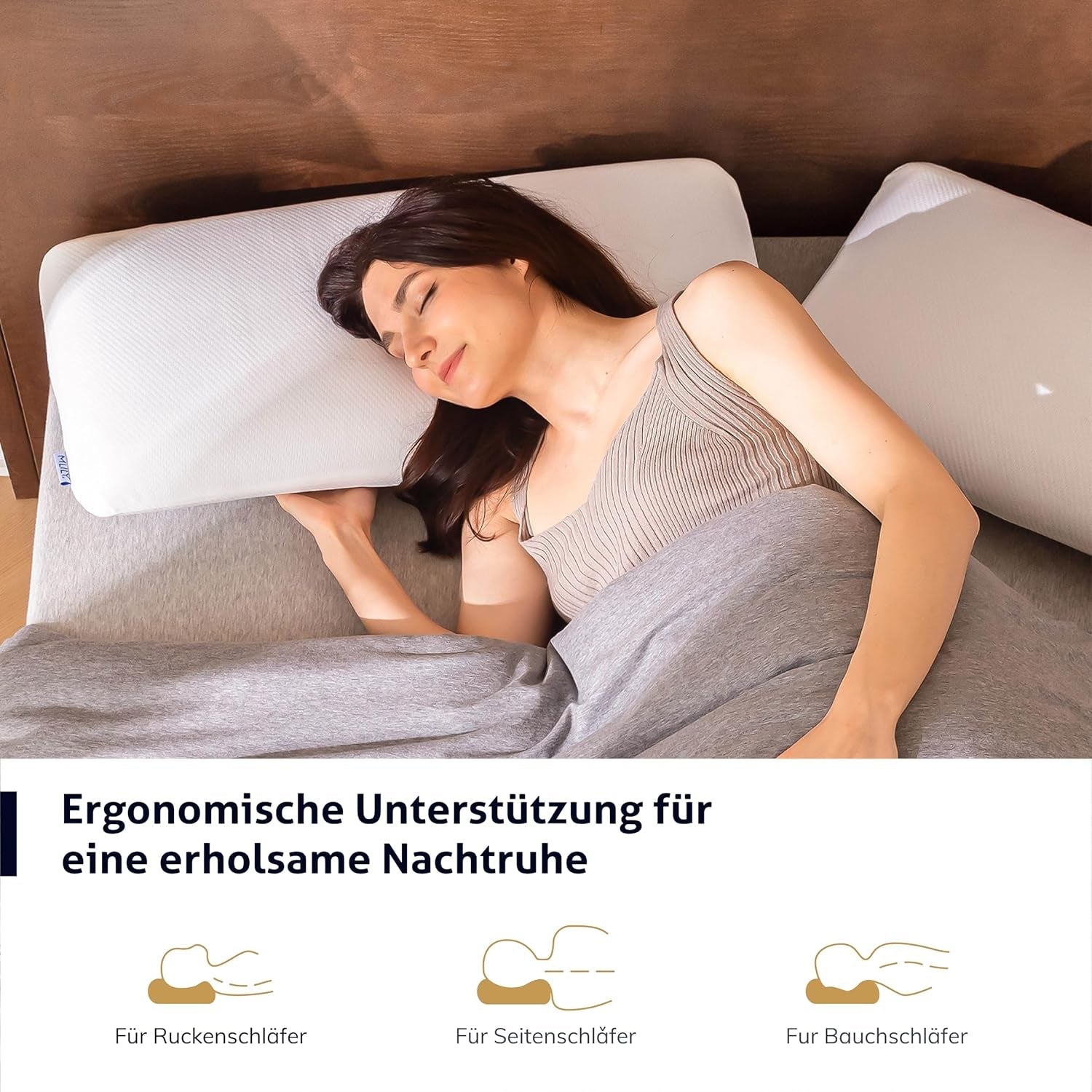 EGO HOME Kussen Memory Foam Zacht Ergonomisch Kussen Voor Rugslaper Zijslaper Neksteunkussen Met Ademende En Wasbare Hoes, Oeko-Tex Gecertificeerd, Nekkussen 75X35Cm Perne Standaard Naty Shop