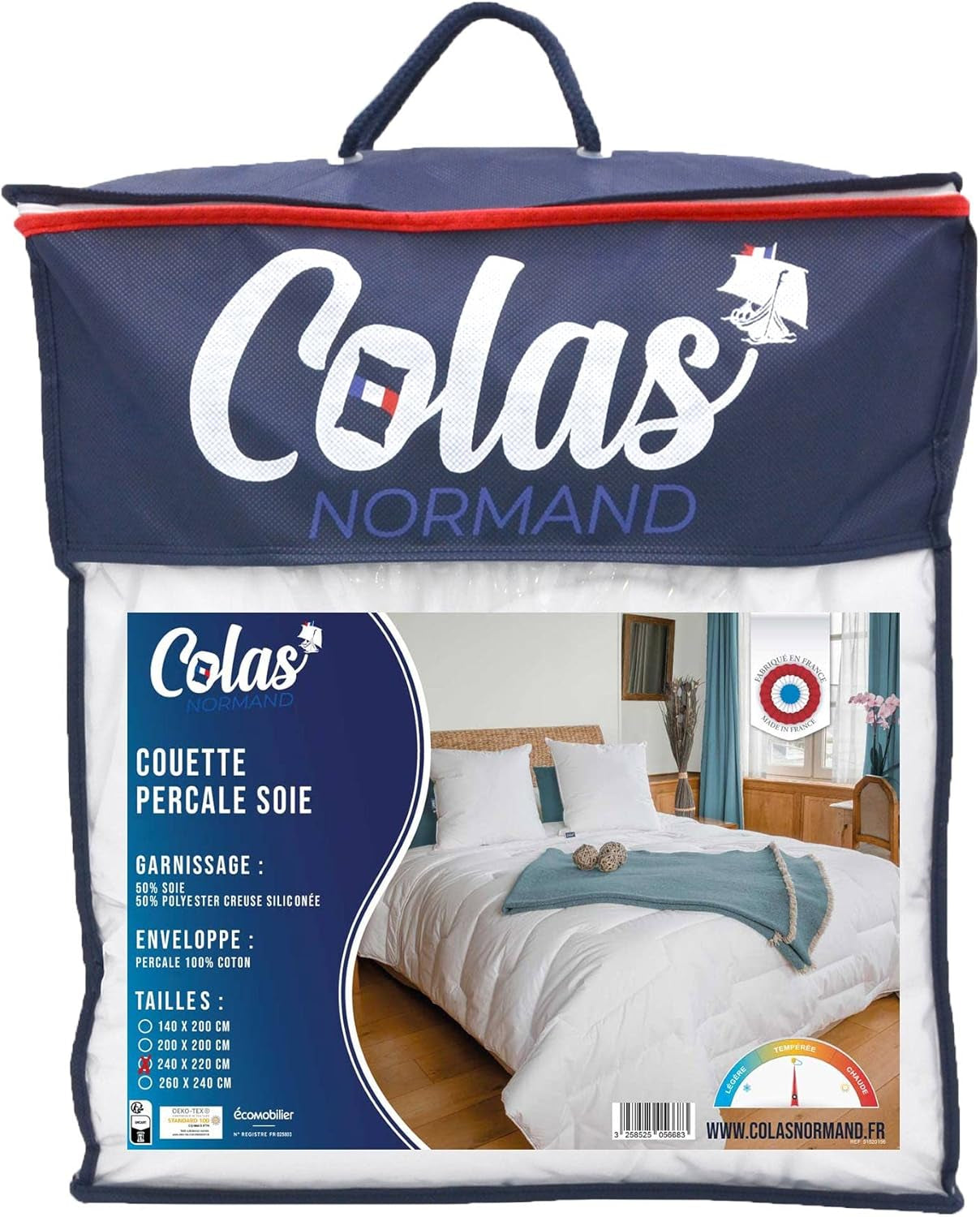 Katoenen percal dekbed 240 x 220 cm Hoge kwaliteit 100% percal katoen Zacht en comfortabel Duurzame fijne afwerking Gemaakt in Frankrijk Wit Naty Shop Quilts en Quilts Wit 2 personen (standaard)