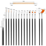 Hanyousheng 20 Stück Nagel Pinsel Set, 15 Stück Nageldesign Pinsel, 5 Stück Nail Art Dotting Tools voor DIY Nail Art Design
