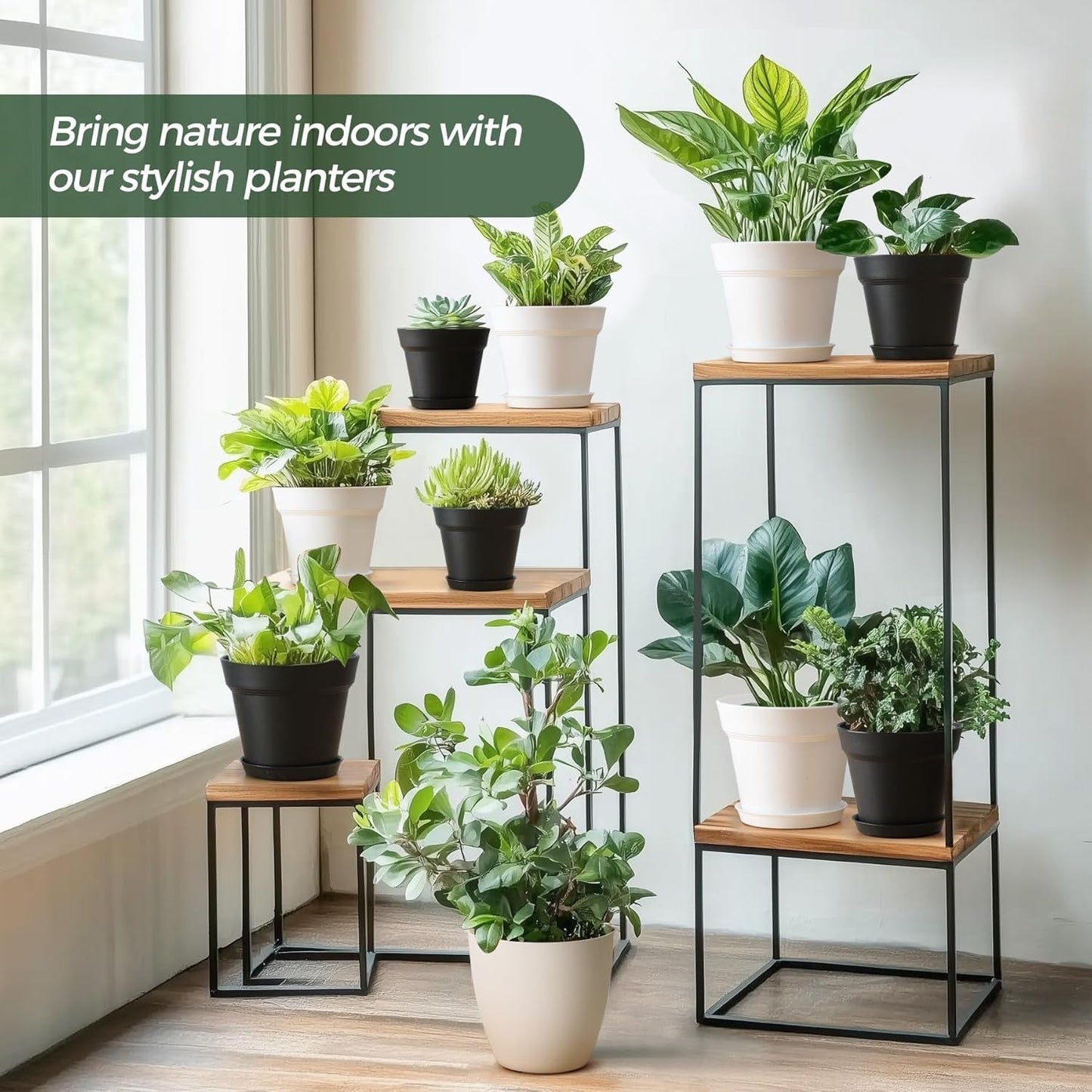 T4U 16 cm plastic bloempot met schotel, set van 6 plastic kruidenpotten met meerdere afvoergaten, ronde pot voor binnen en balkon vetplanten, cactussen, wit