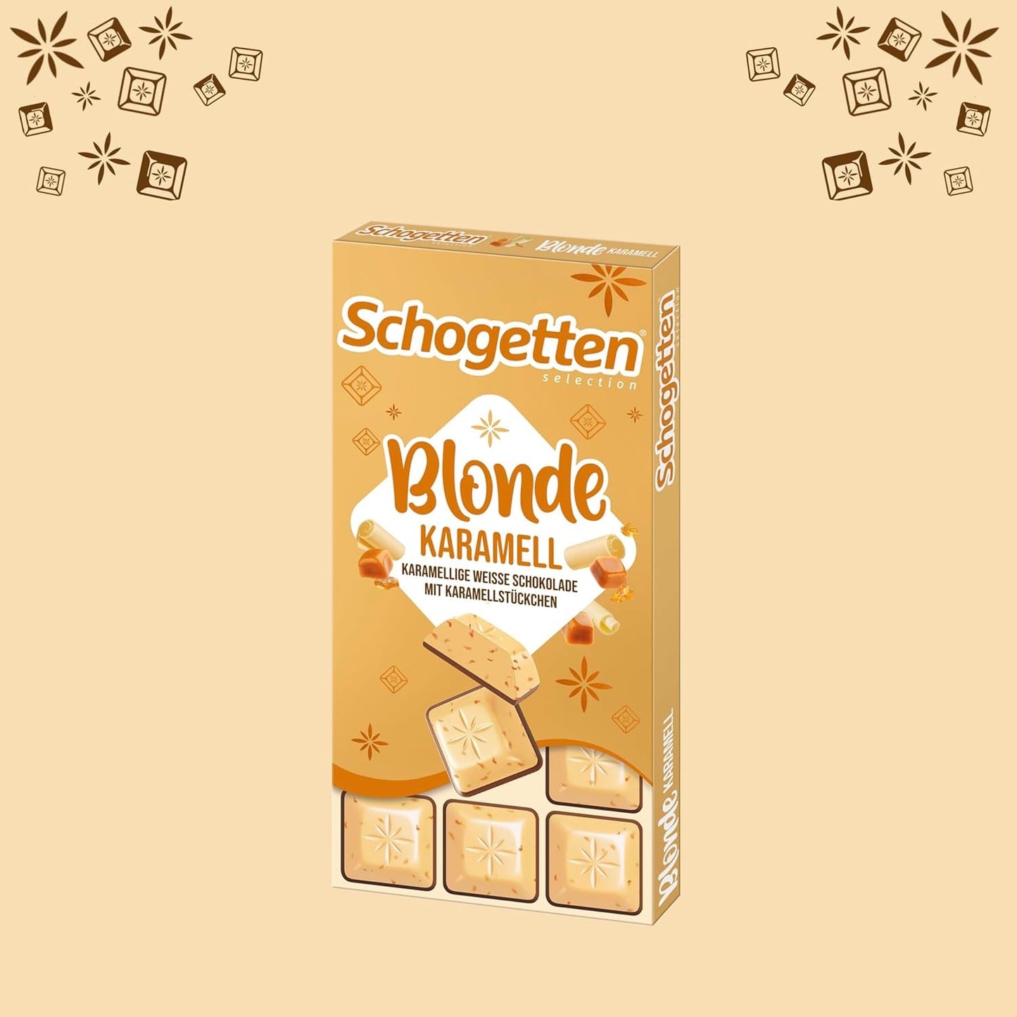 Schotten Blonde Karamel | Karamel met witte chocolade en karamelstukjes | Chocoladereep 100g | Handig geportioneerd