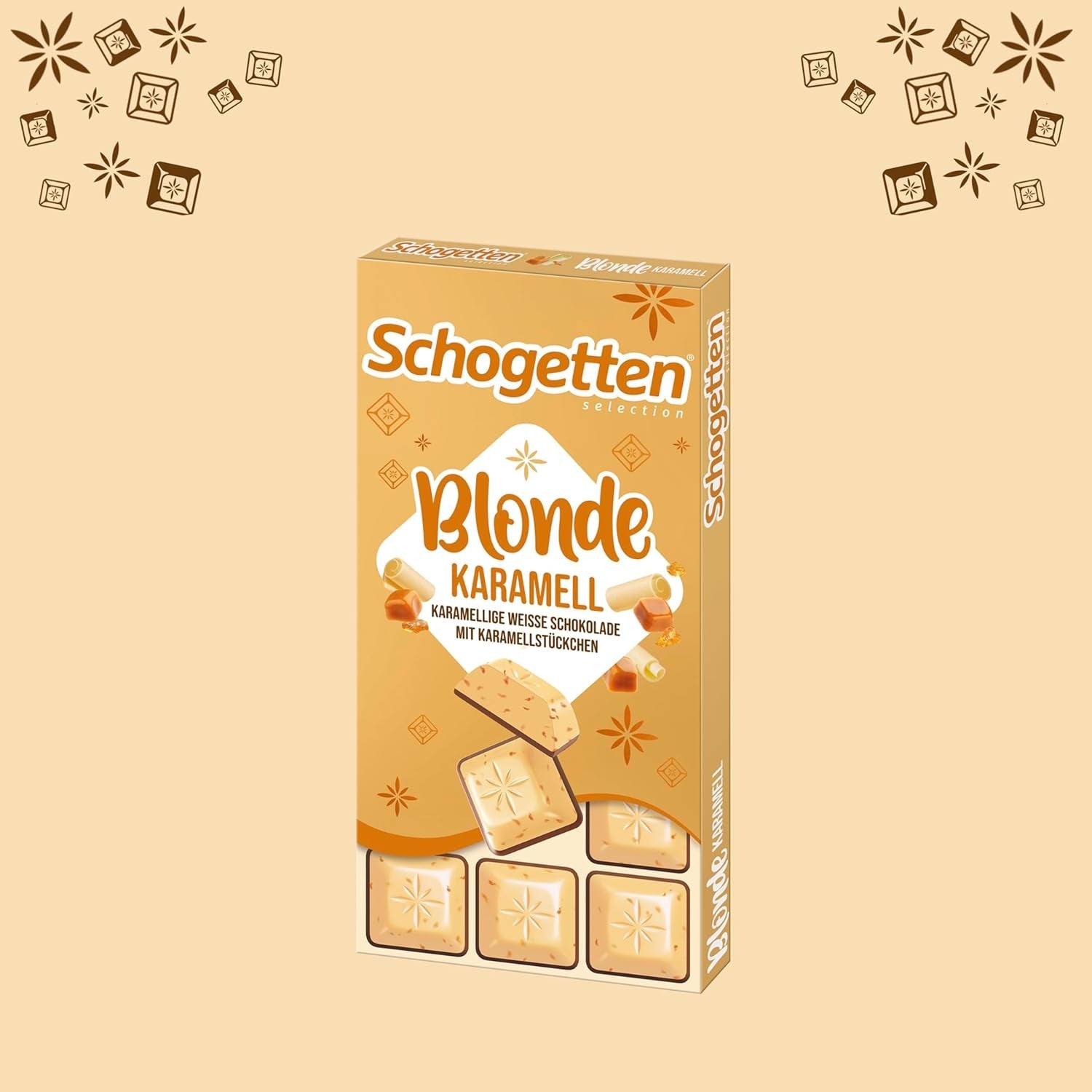 Schotten Blonde Karamel | Karamel met witte chocolade en karamelstukjes | Chocoladereep 100g | Handig geportioneerd
