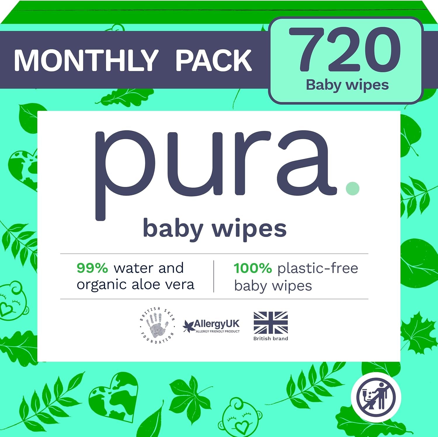 Eco-vriendelijke wegwerp-babydoekjes voor de gevoelige babyhuid 70 doekjes (1 pak) 99% water 100% plasticvrij voor gevoelige huid Eczeemgevoelige pasgeborenen Biologisch afbreekbaar Veganistisch