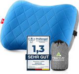 HIKENTURE Opblaasbaar kampeer- / reiskussen met afneembare kussensloop, ergonomisch kussen, comfortabel nekkussen voor reizen / buiten, opblaasbaar reisnekkussen (groen) ... Cervicale orthopedische kussens Naty Shop Blauw