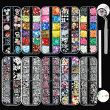10 dozen nagelsteentjesset, multifunctionele accessoires met 1 pincet, decoratieve diamanten, kristallen, parels, edelstenen, kleurrijk, gemengd, paardenogen, metalen stenen, voor doe-het-zelf nail art-decoraties