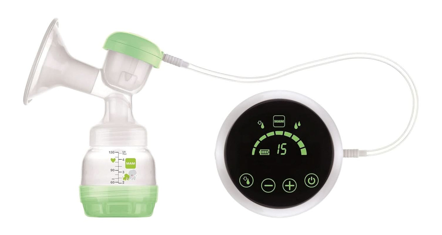 MAM 2 in 1 elektrische en handmatige borstkolf, directe verwijdering uit fles of bewaarcontainer, stimulatie en verwijdering, digitaal display Accessoires Voeding en borstvoeding Bebe Naty Shop
