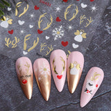 Cartoon Sneeuwvlok Nagelstickers, Kerstnagelstickers, Zelfklevend, Kerstnagelontwerpen, Nagelkunst, Herten, Sneeuwvlokken, Kerstnagelstickers, Winternagelaccessoires
