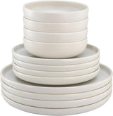 CreaTable, 33065, Uno-serie geel-wit 12-delige serviesset, porseleinen bordenset, vaatwasser- en magnetronbestendig, gemaakt in Portugal