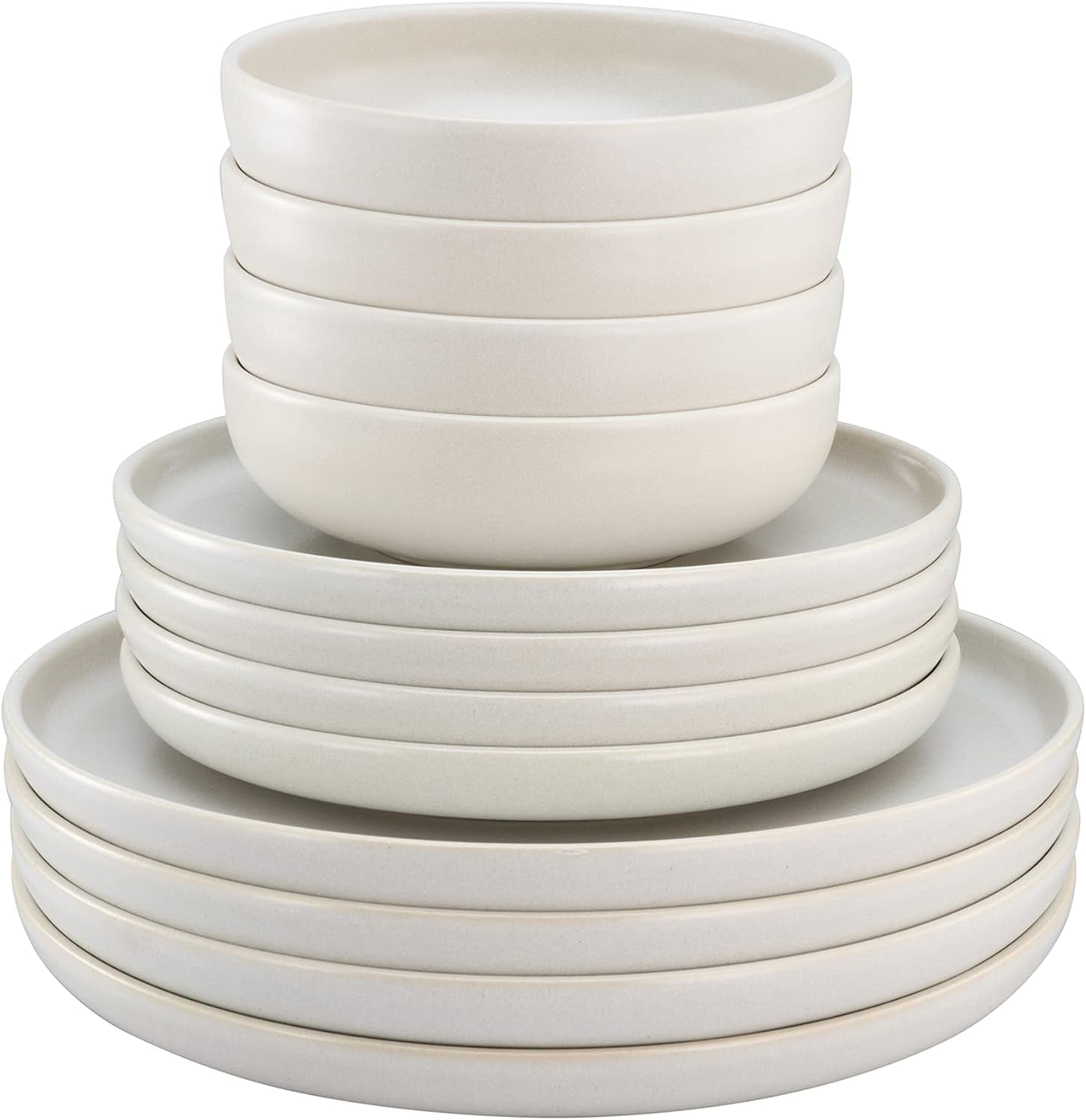 CreaTable, 33065, Uno-serie geel-wit 12-delige serviesset, porseleinen bordenset, vaatwasser- en magnetronbestendig, gemaakt in Portugal
