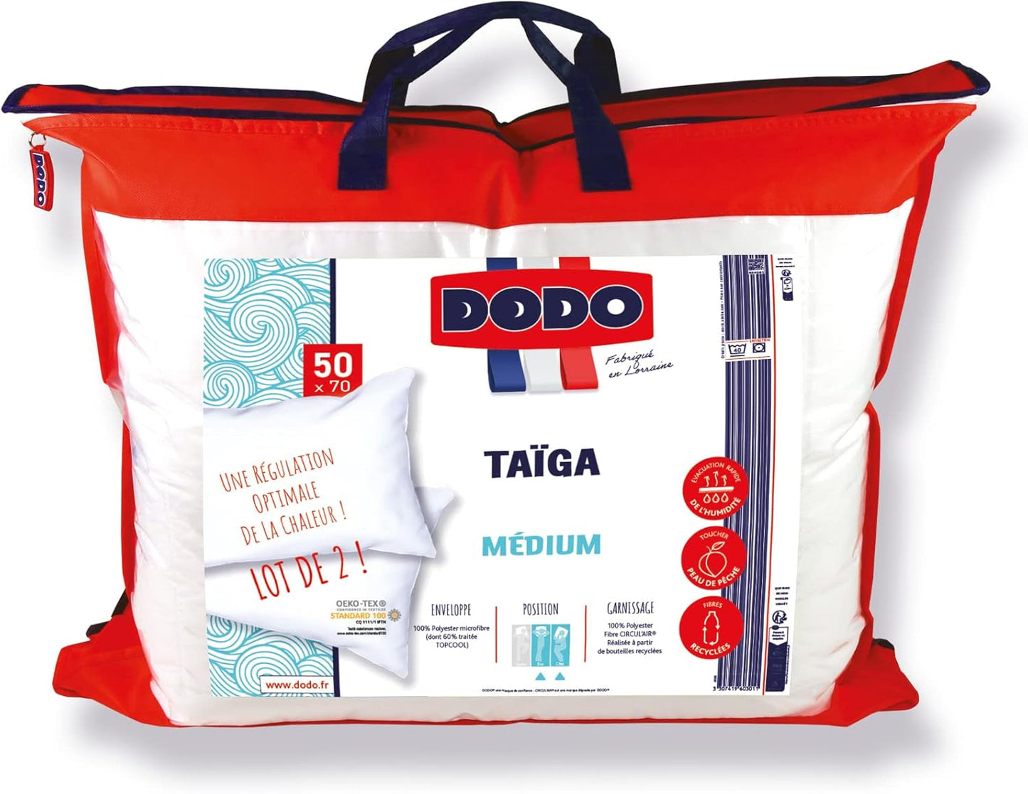 DODO 2-delig kussen, 50 X 70 cm, Medium comfort, Taiga synthetisch kussen, Ultrazacht en ademend gevoel, Machinewasbaar op 40 °C Naty Shop standaard kussens