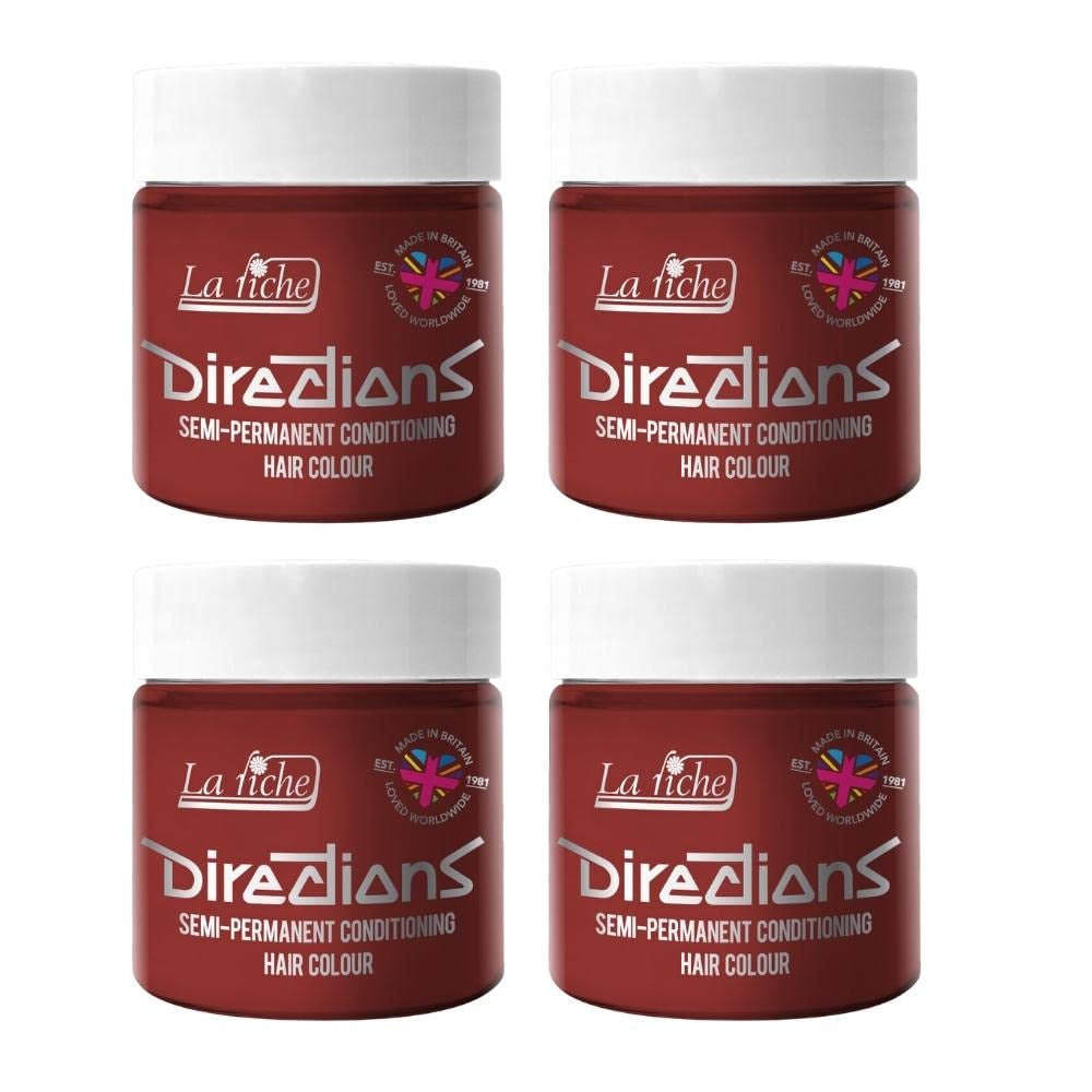Semi-permanente haarkleuring Directions 100 ml doos 4 pack (Pillarbox Red) Haarverf Naty Shop Pillarbox Red 400 Ml (1 pack)