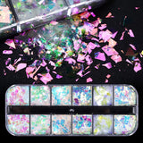 JMEOWIO Nail Glitter 12 Grids Zeemeermin Nail Art Decoratie Accessoires Nageldesign
