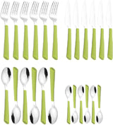 JANE bestek, gepolijst roestvrij staal 18/0, groene kunststof handgrepen, 24 delig Kitchen Naty Shop
