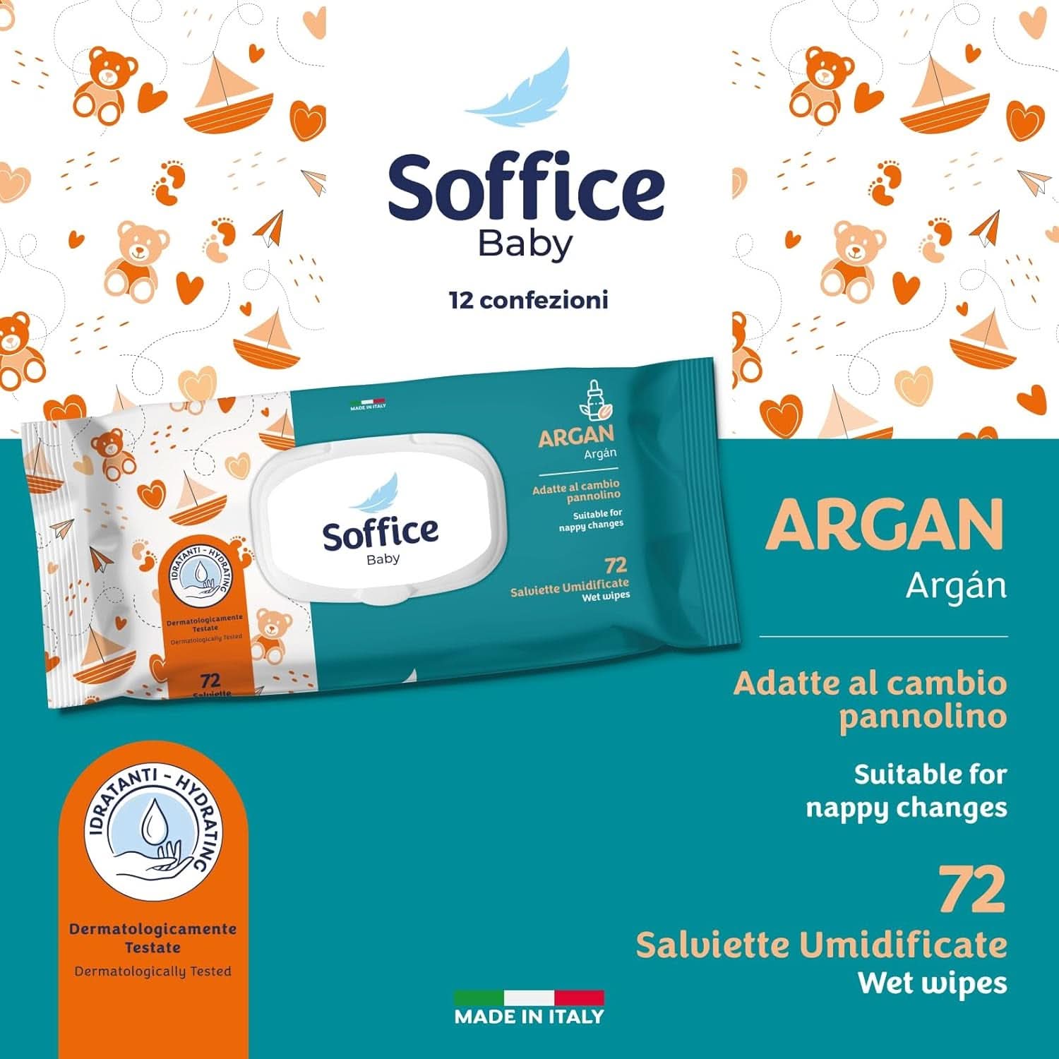Feuchttücher Für Neugeborene, 72 Stück, Pop-Up Argan – Zubehör Und Produkte Für Die Hygiene Des Babys, Ideal Für Diadelwechsel En Kleuterschool – Babydoekjes Sanft En Reinigend – 12 Packungen Naty Shop