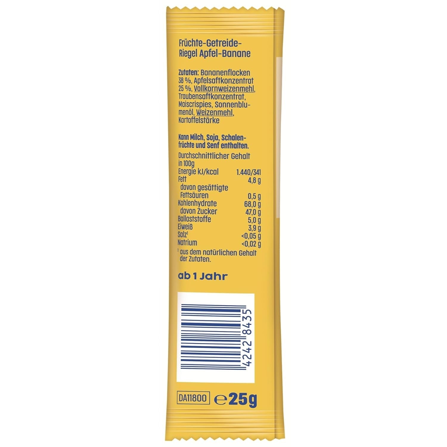 Appel- en bananenrepen (20 x 25 g), alleen gezoet met fruit, perfecte snack tussen de maaltijden, bereid met strikt gecontroleerde en geselecteerde ingrediënten.